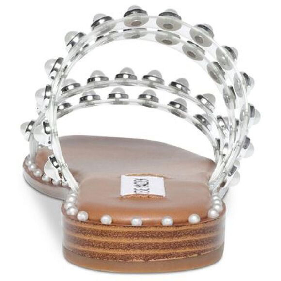 Steve Madden Womens Skyler Embellished Square Toe Flat Sandals Shoes NWT - Picture 3 of 3